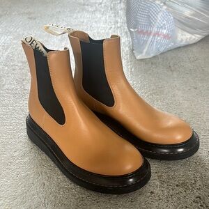 Loewe Tan Leather Chelsea Boots